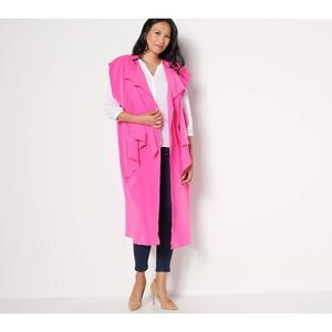 Rubin Singer Studio Cardigan Duster Sweater ~ S Crepe Knit Midi Hot Pink A451690
